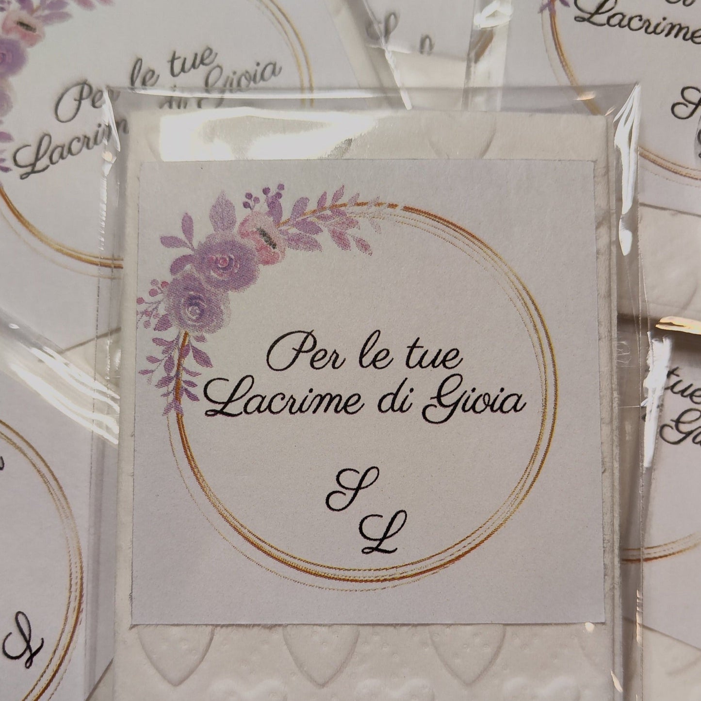 100 Pz Lacrime Di Gioia Matrimonio Cuore Con Bustina e Personalizzazione Adesiva