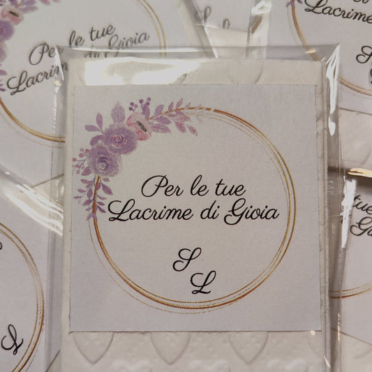 100 Pz Lacrime Di Gioia Matrimonio Cuore Con Bustina e Personalizzazione Adesiva