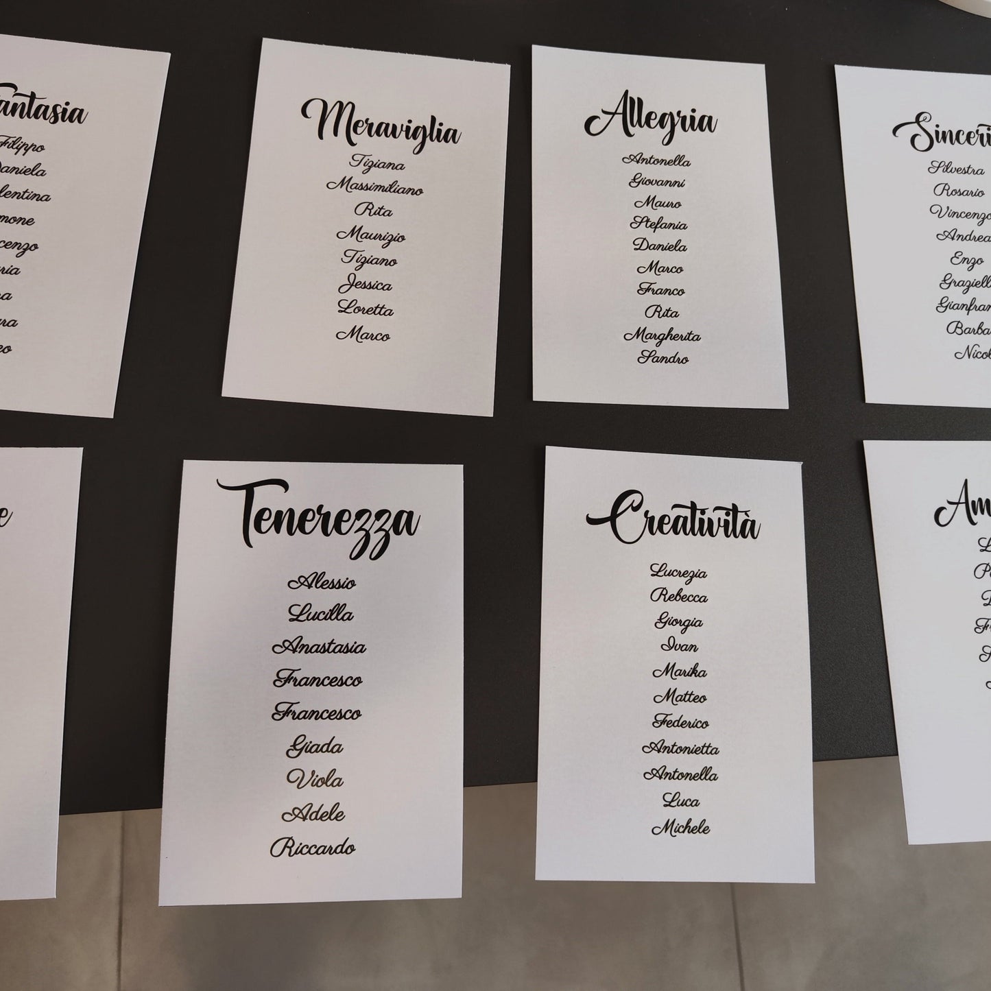 Set 13 pz tableau + 13 pz segnatavoli cavaliere per matrimonio personalizzati